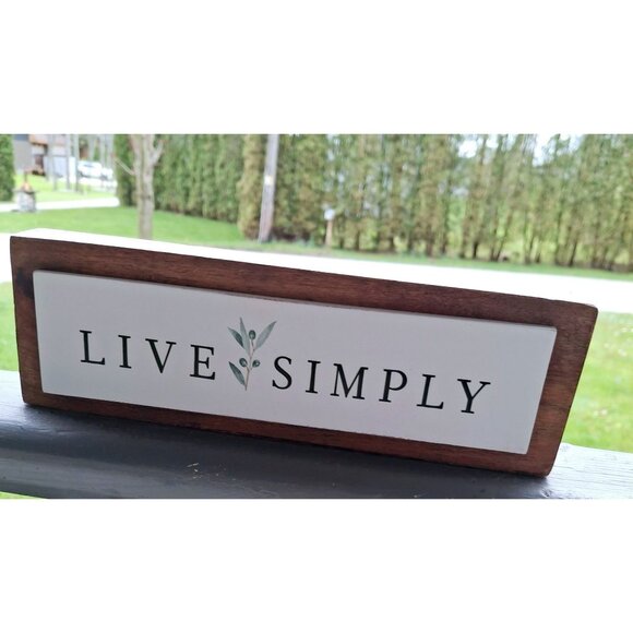 Live Simply Wooden Tabletop Sign With Rustic Design - Picture 2 of 6